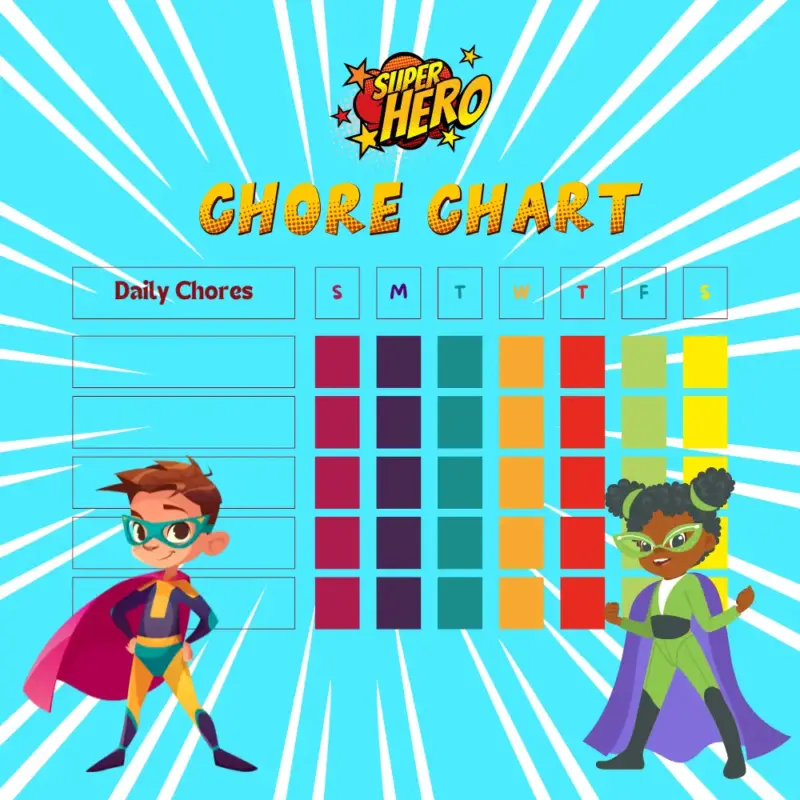 Superhero chore chart Image