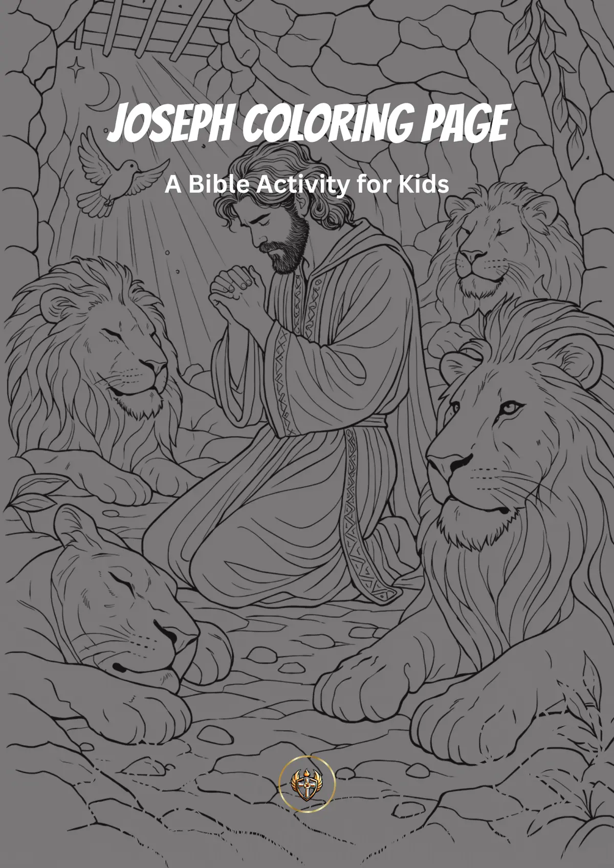 Daniel and the lions den Bible story for kids coloring page