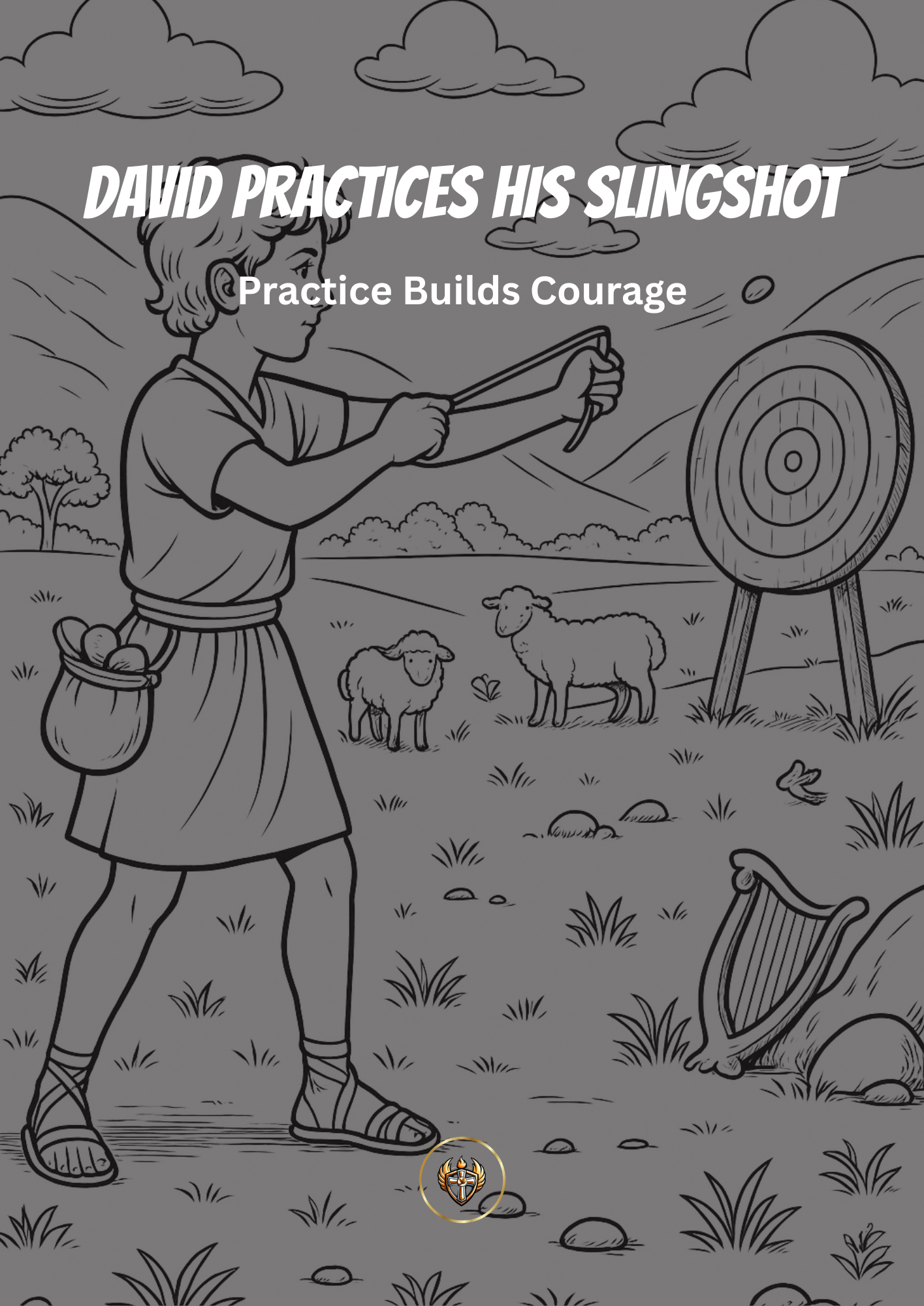 David's Slingshot Practice Coloring Page