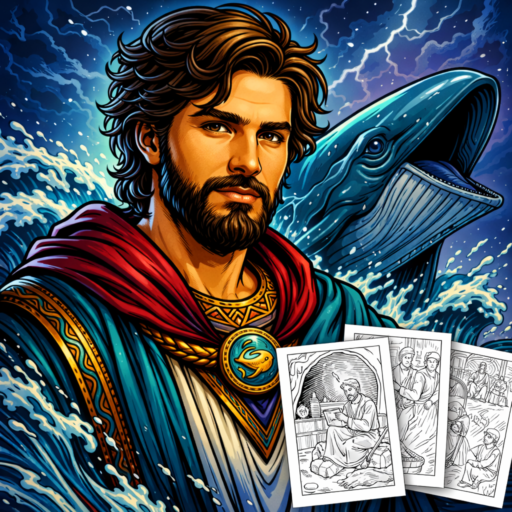 Jonah's Big Fish Adventure - Coloring Storybook