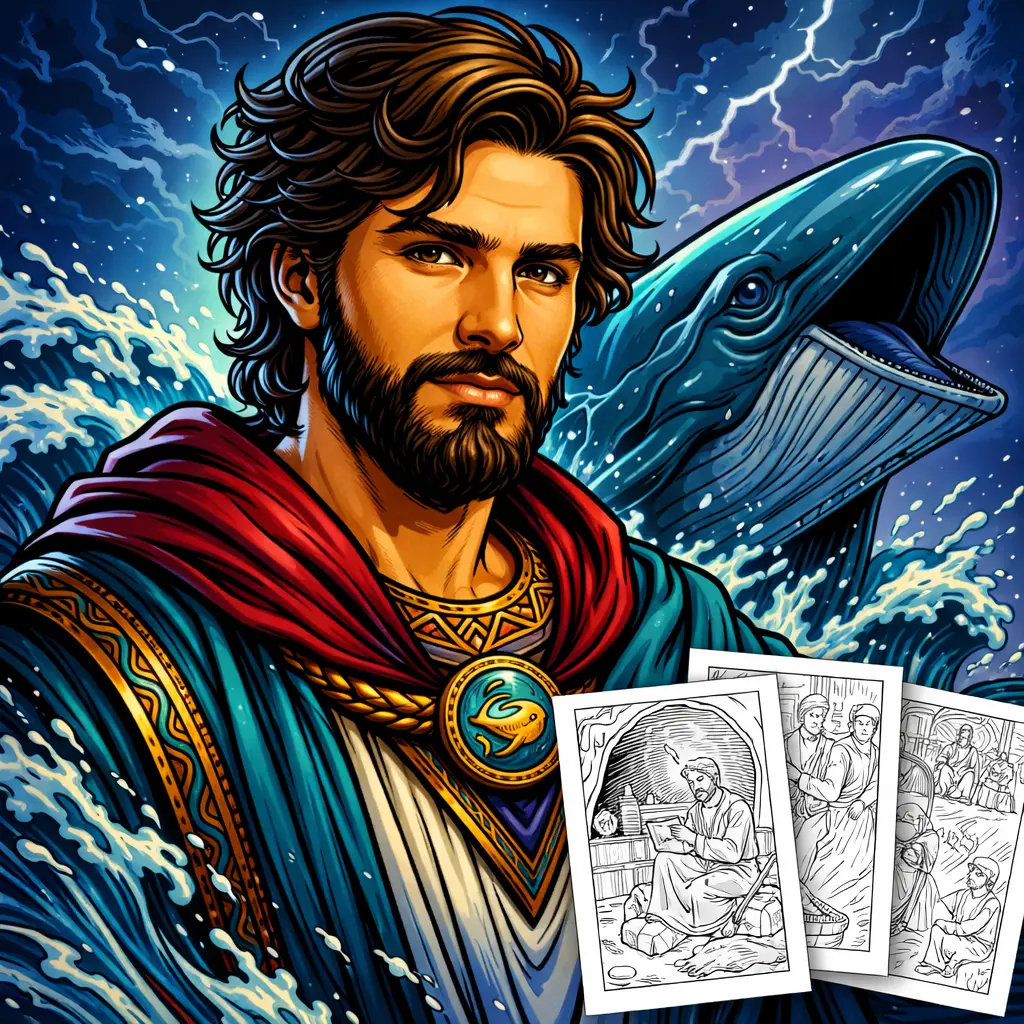 Jonah's Big Fish Adventure - Coloring Storybook